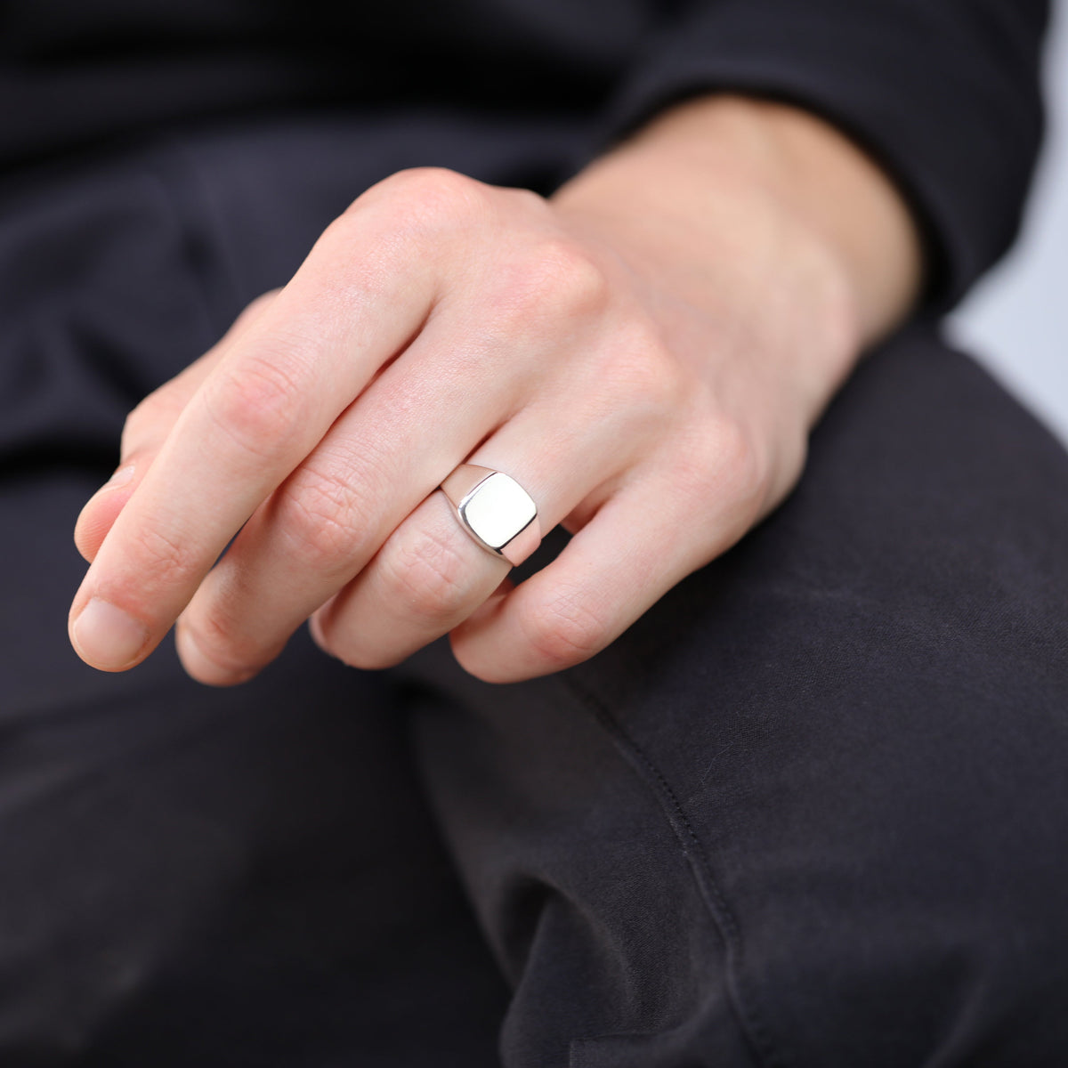 Chevalière gravable en argent sterling pour homme, tailles 53 à 70