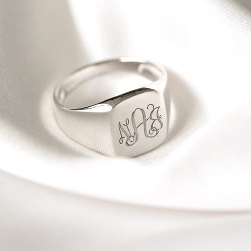Chevalière gravable en argent sterling pour homme, tailles 53 à 70