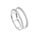 Bague double bande en argent sterling et cristal CZ transparent, tailles 49 à 63