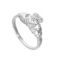 Bague Claddagh en argent sterling et cristal CZ transparent, pierre de naissance d'avril, tailles 48 à 62,5