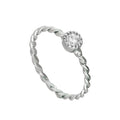 Bague en argent sterling et cristal CZ transparent, pierre de naissance d'avril, corde torsadée 48 - 62,5