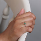 Bague en argent sterling et cristal émeraude CZ, pierre de naissance du mois de mai, corde torsadée 48 - 62,5