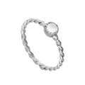 Bague en argent sterling et pierre de lune, pierre de naissance de juin, corde torsadée 48 - 62,5