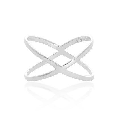 Bague croisée en argent sterling, tailles K à X
