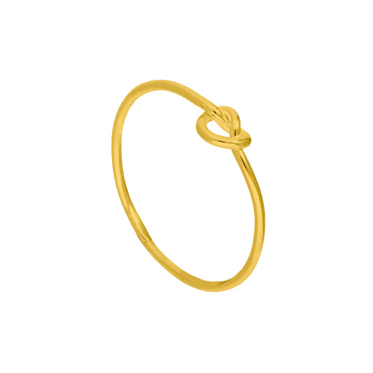 Bague en argent sterling plaqué or avec nœud en forme de cœur, tailles I à U