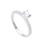 Bague en argent sterling et cristal CZ transparent avec cristaux CZ sur les épaules, tailles 49 à 63
