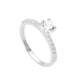 Bague en argent sterling et cristal CZ transparent avec cristaux CZ sur les épaules, tailles 49 à 63