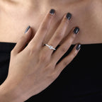 Bague en argent sterling et cristal CZ transparent avec cristaux CZ sur les épaules, tailles 49 à 63
