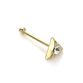 Clou de nez triangulaire en or jaune 9 carats avec zircones cubiques transparents