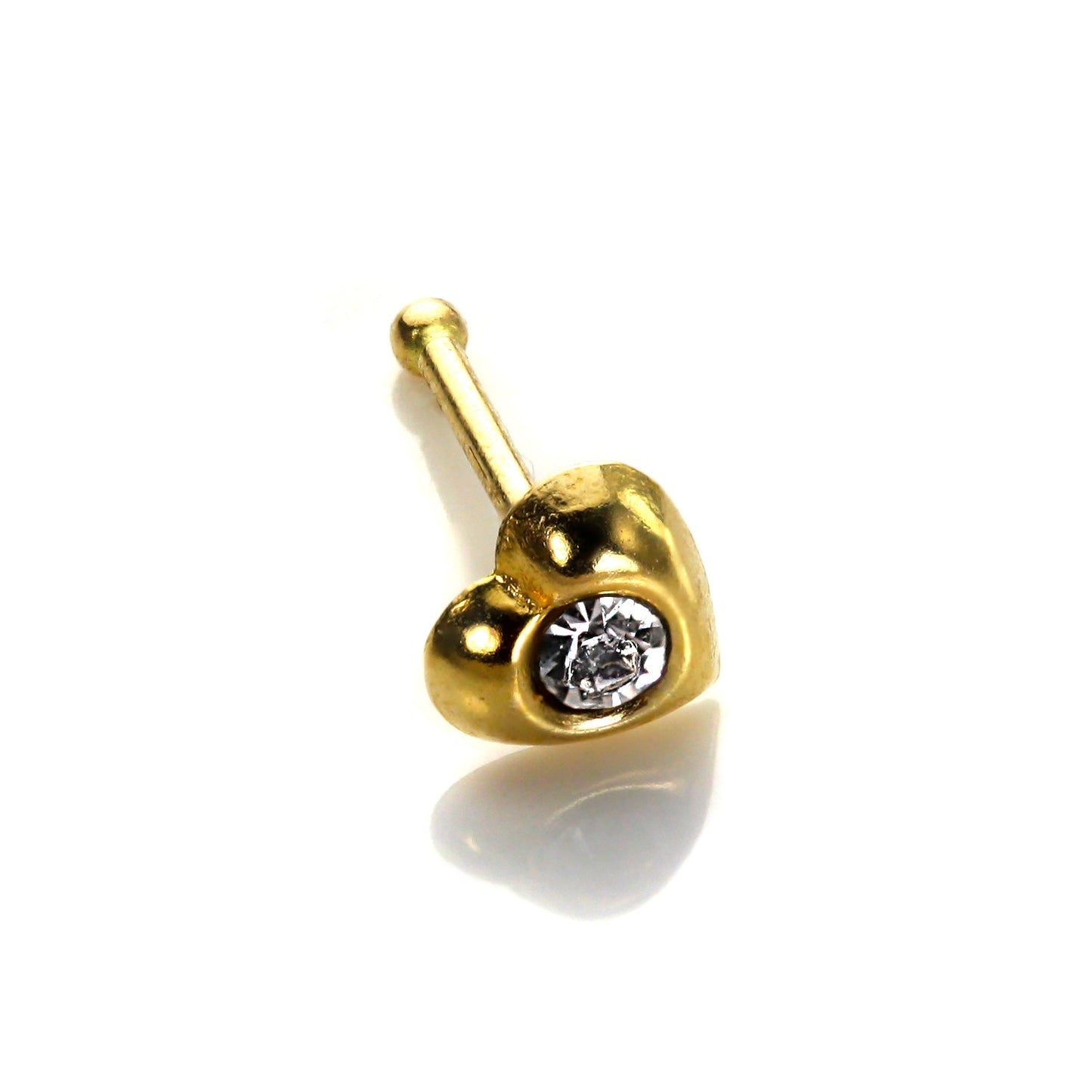 Clous de nez en or jaune 9 carats en forme de cœur