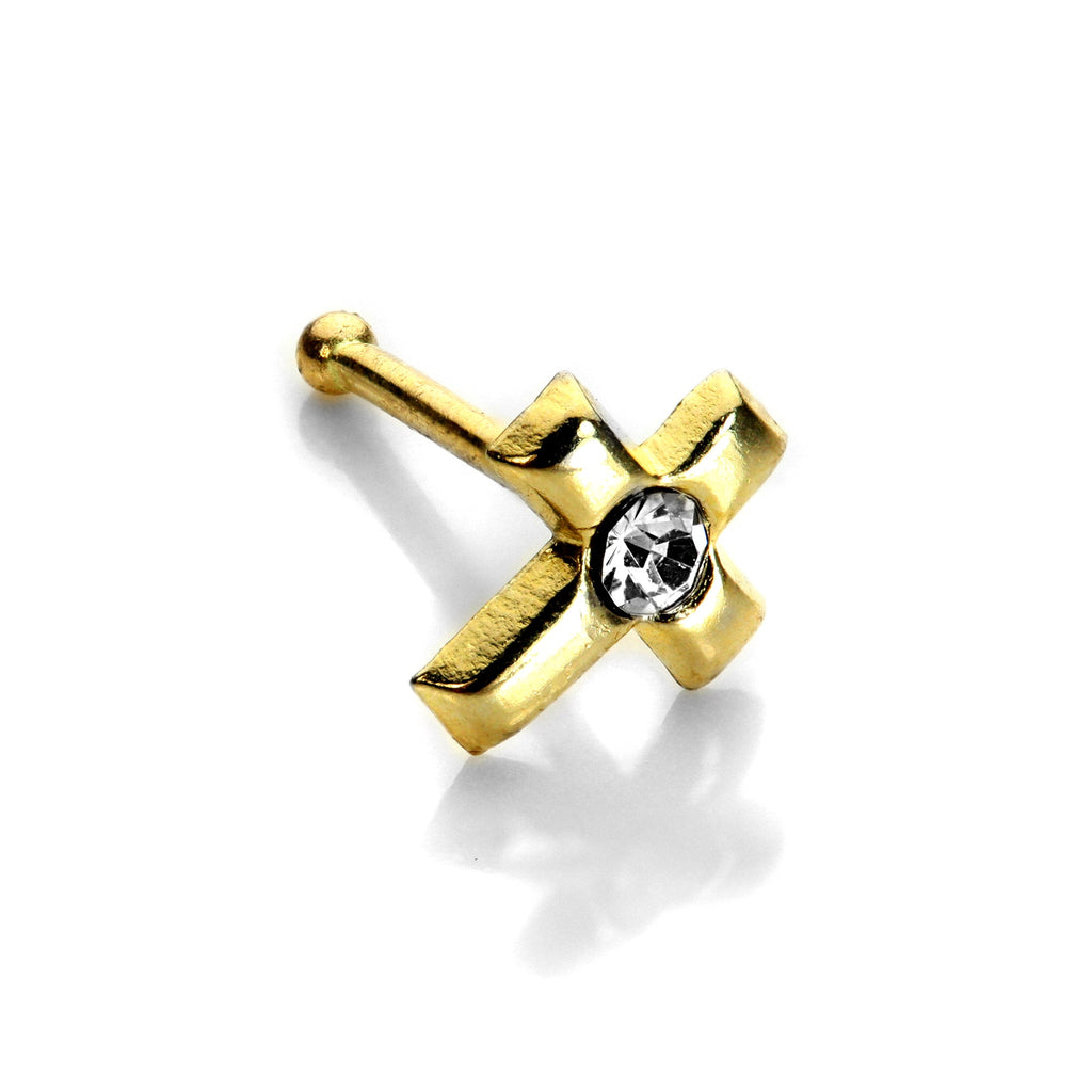 Clous de nez en or jaune 9 carats en forme de croix