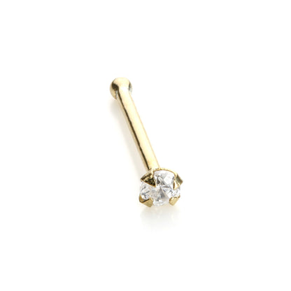 Clou de nez en or jaune 9 carats avec zircones cubiques