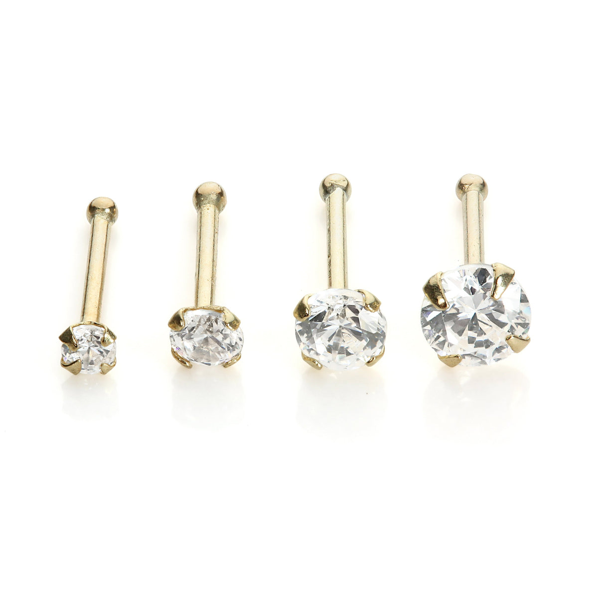 Clou de nez en or jaune 9 carats avec zircones cubiques