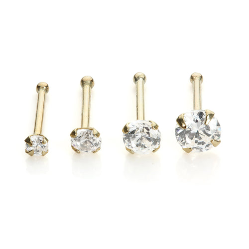 Clou de nez en or jaune 9 carats avec zircones cubiques