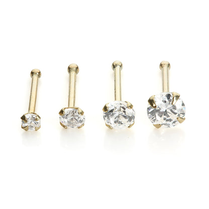 Clou de nez en or jaune 9 carats avec zircones cubiques