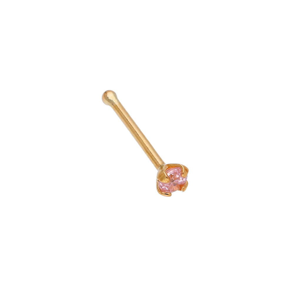 Piercing de nez en or jaune 9 carats avec cristal rose