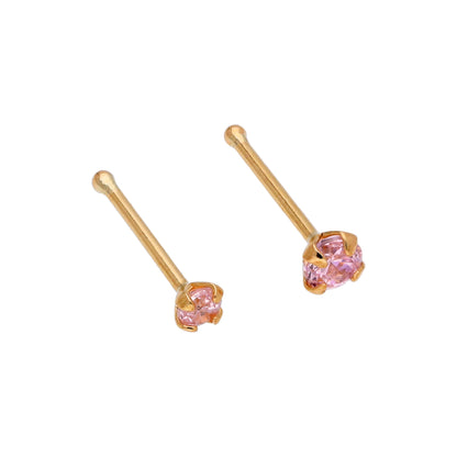 Piercing de nez en or jaune 9 carats avec cristal rose