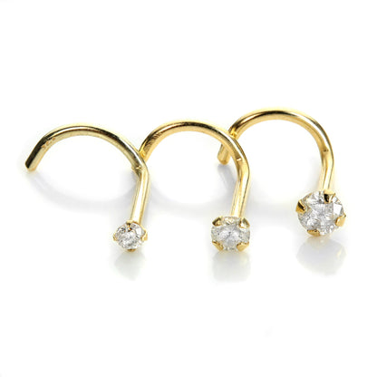 Vis de nez en or jaune 9 carats avec diamant