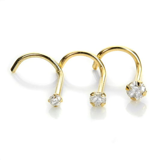 Vis de nez en or jaune 9 carats avec diamant