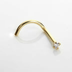 Piercing de nez à vis en or jaune 9 carats avec cristaux de zircone cubique
