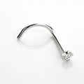 Piercing de nez à vis en or blanc 9 carats avec cristaux de zircone cubique