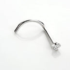 Piercing de nez à vis en or blanc 9 carats avec cristaux de zircone cubique