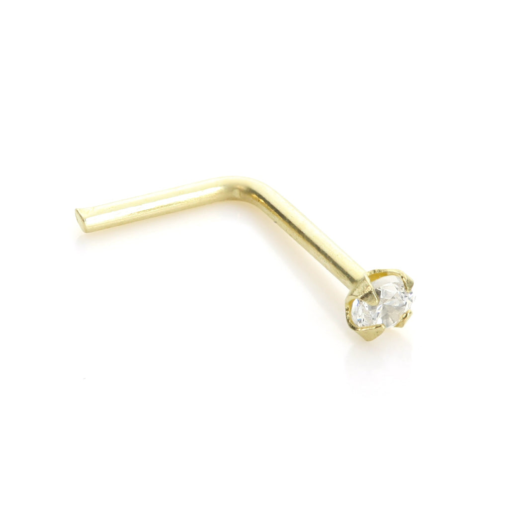 Piercing de nez en or jaune 9 carats avec cristal transparent
