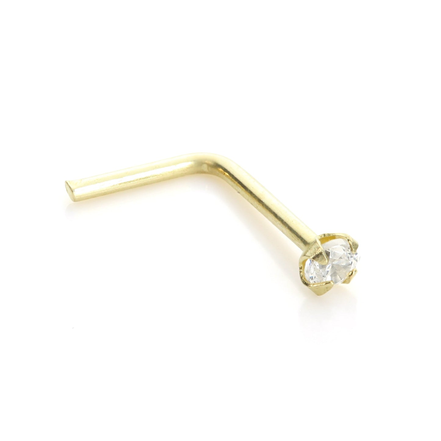 Piercing de nez en or jaune 9 carats avec cristal transparent