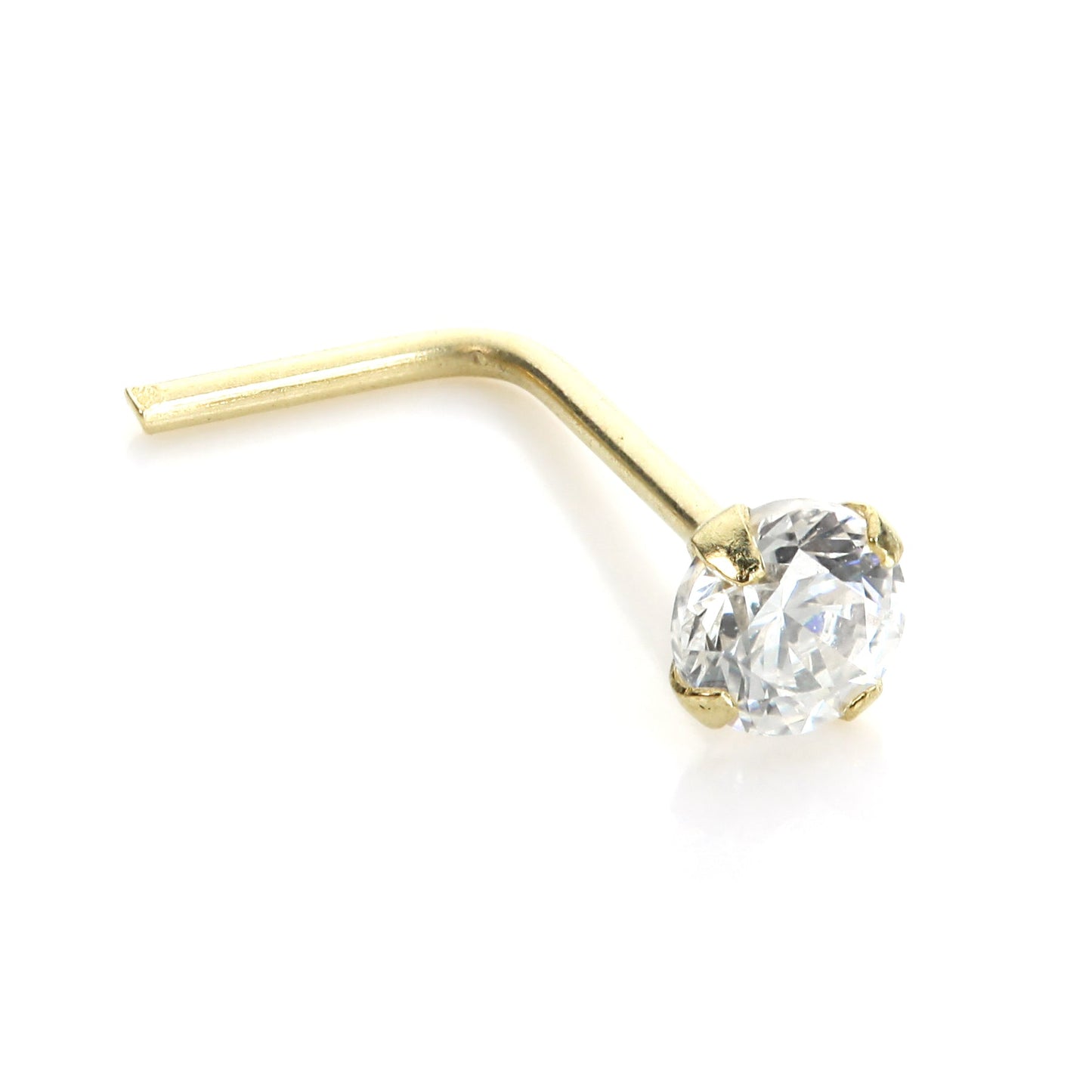 Piercing de nez en or jaune 9 carats avec cristal transparent