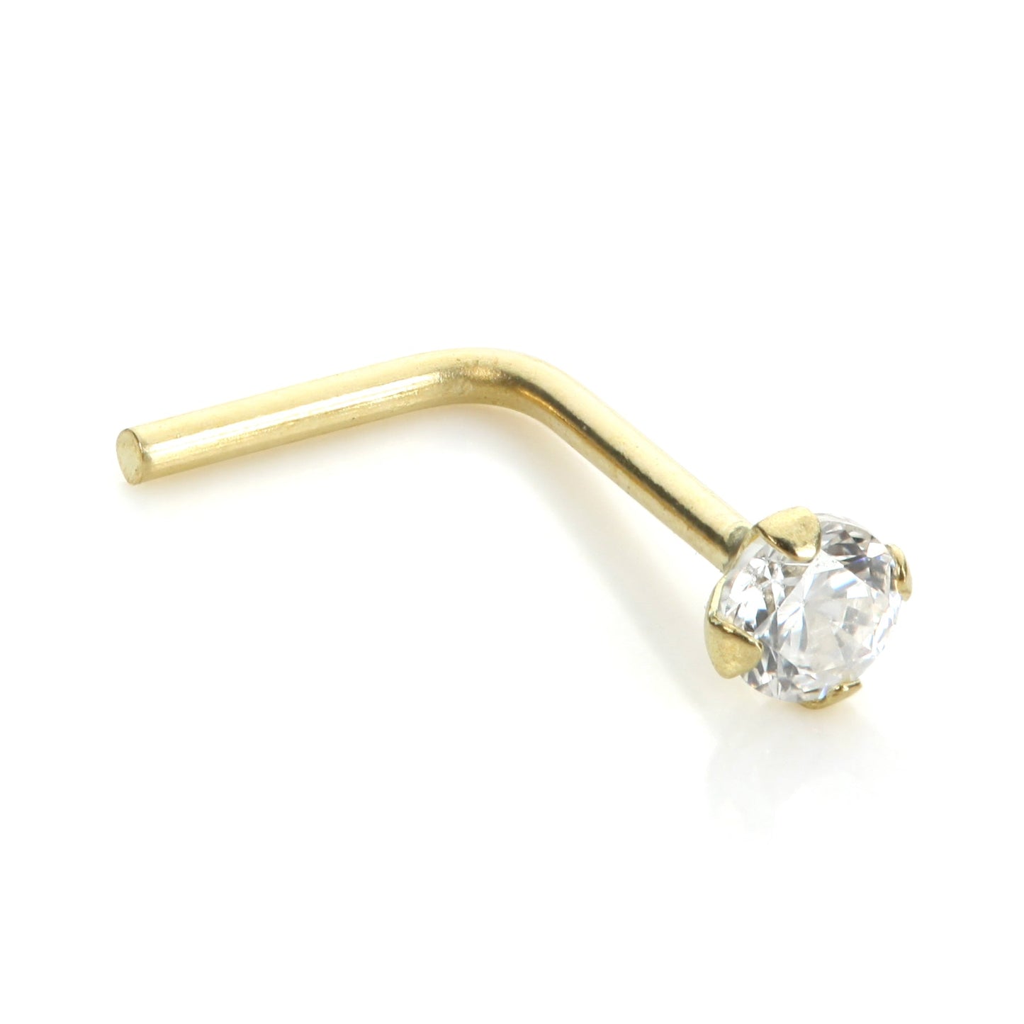 Piercing de nez en or jaune 9 carats avec cristal transparent