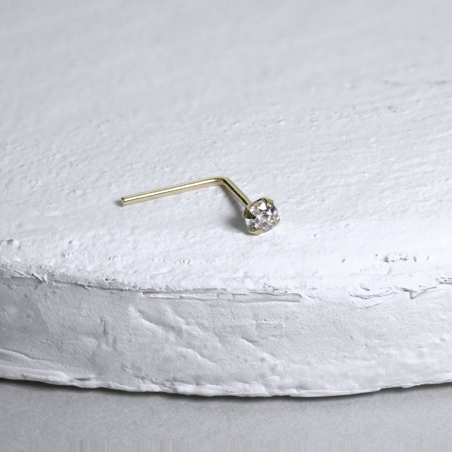 Piercing de nez en or jaune 9 carats avec cristal transparent