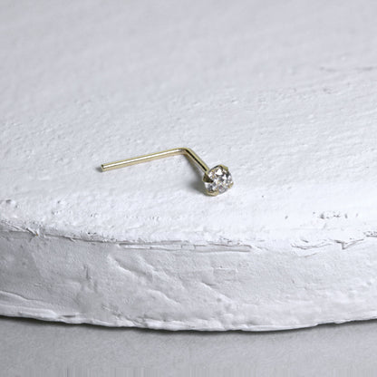 Piercing de nez en or jaune 9 carats avec cristal transparent