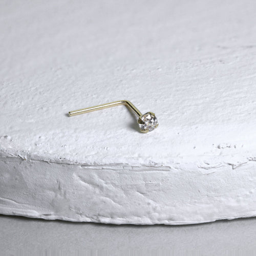 Piercing de nez en or jaune 9 carats avec cristal transparent