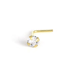 Piercing de nez en or 9 carats avec cristal en forme de L de 2,5 mm