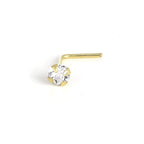 Piercing de nez en or 9 carats avec cristal en forme de L, 1,5 mm - 2,5 mm