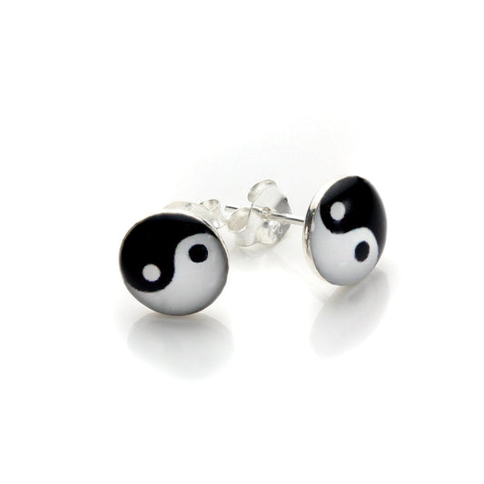 Boucles d'oreilles à tige Yin Yang en argent sterling