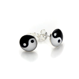 Boucles d'oreilles à tige Yin Yang en argent sterling