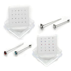 Lot de 20 clous de nez en argent sterling sertis de 4 griffes et d'oxydes de zirconium de 2 mm