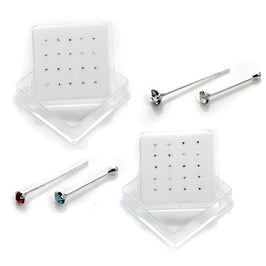 Lot de 20 clous de nez en argent sterling sertis de 4 griffes et d'oxydes de zirconium de 2 mm