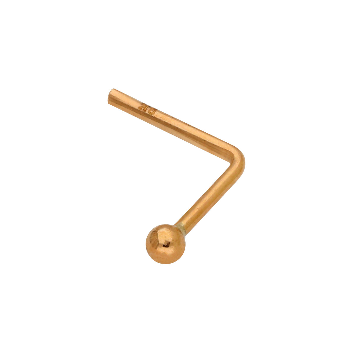 Clou de nez en forme de L en or jaune 9 carats - 1,5 mm