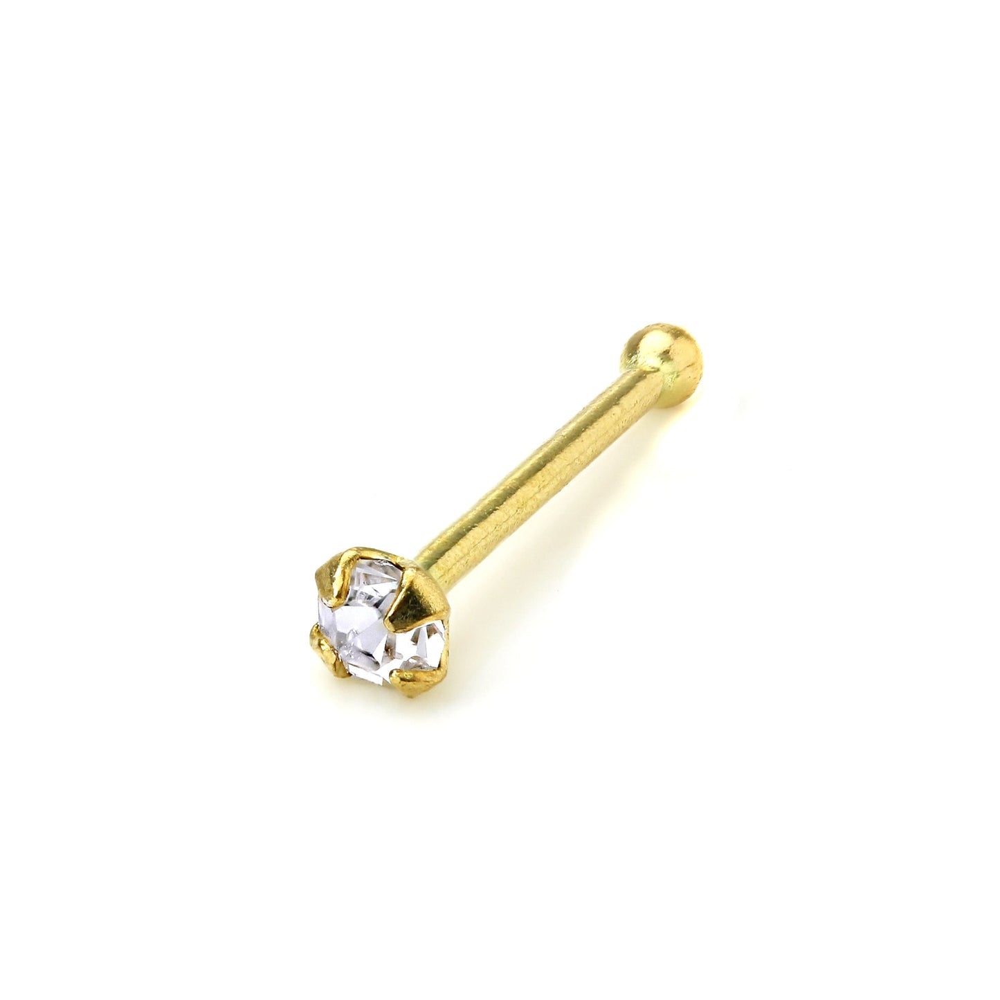 Piercing de nez à extrémité sphérique en or 9 carats et cristal CZ de 1,5 mm