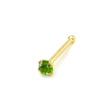 Piercing de nez à extrémité sphérique en or 9 carats et cristal CZ de 1,5 mm