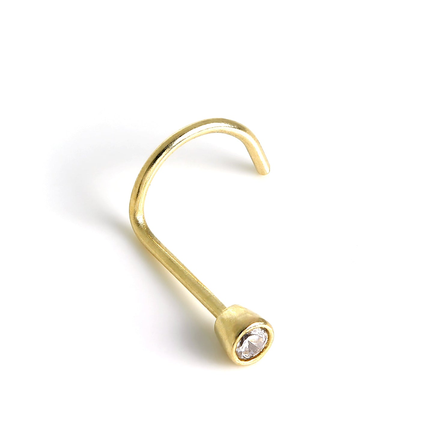 Vis de nez en or 9 carats et cristal CZ transparent de 2 mm