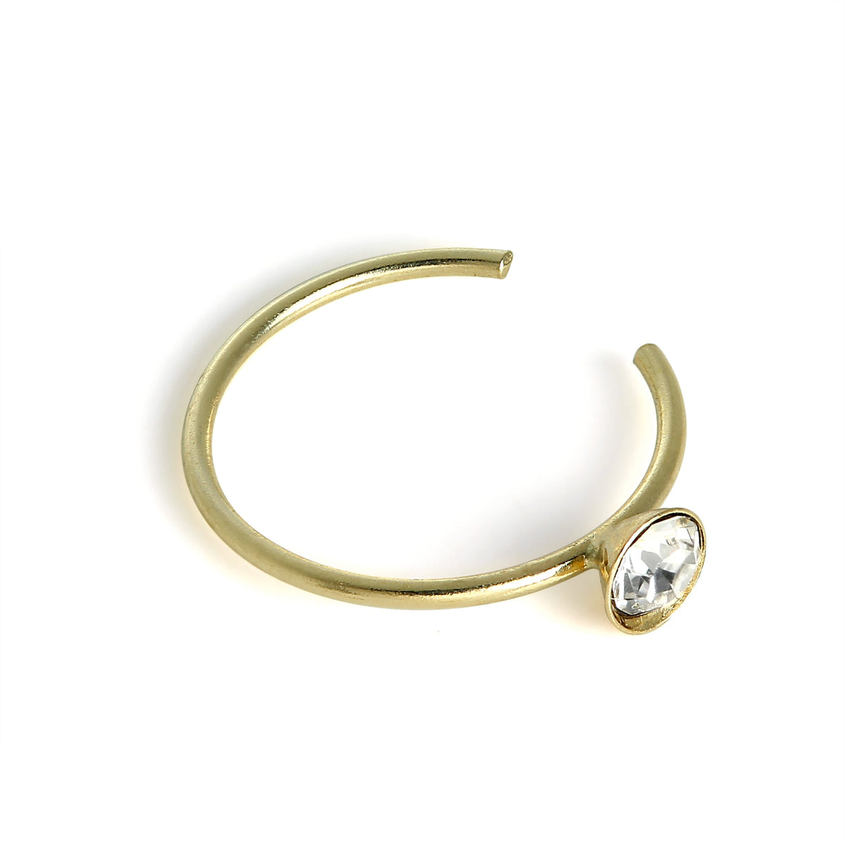 Anneau de nez ouvert en or 9 carats et cristal CZ de 2,5 mm