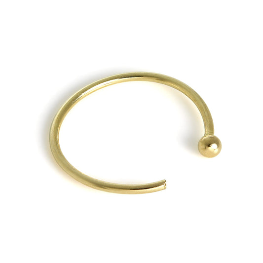 Anneau de nez ouvert en or 9 carats de 1 mm avec boule