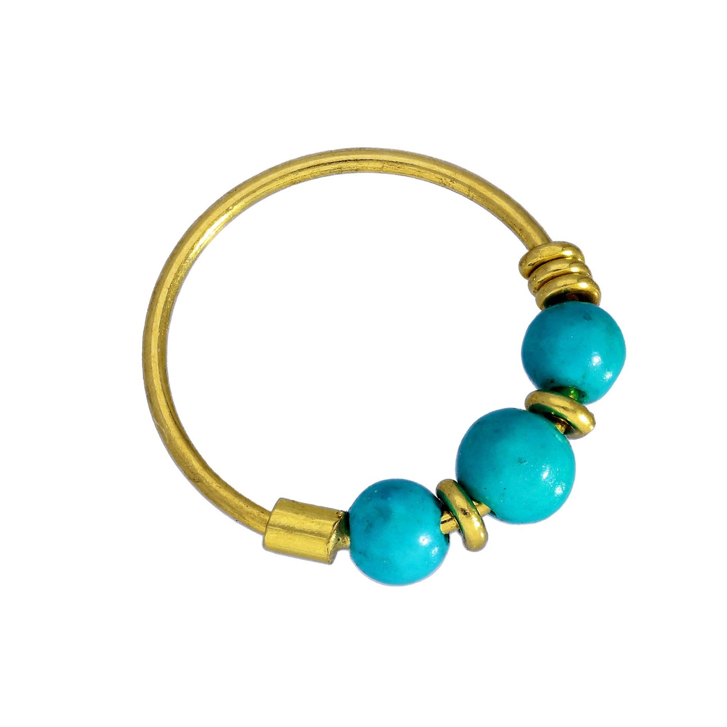 Anneaux de nez en or 9 carats et opale colorée, jade bleu, vert, rose, orange, violet