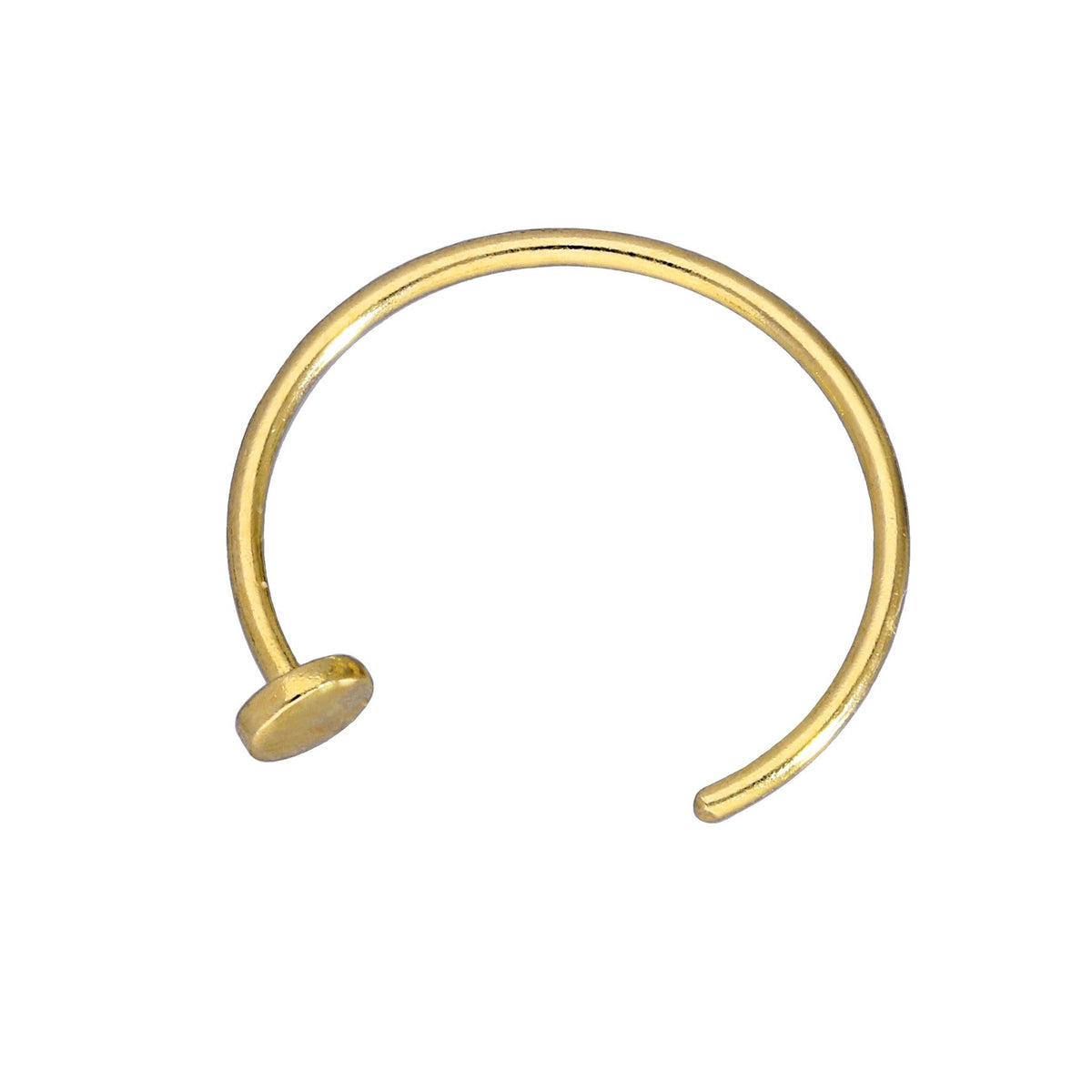 Anneau de nez ouvert en or jaune 9 carats, disque plat, calibre 22, 9 mm