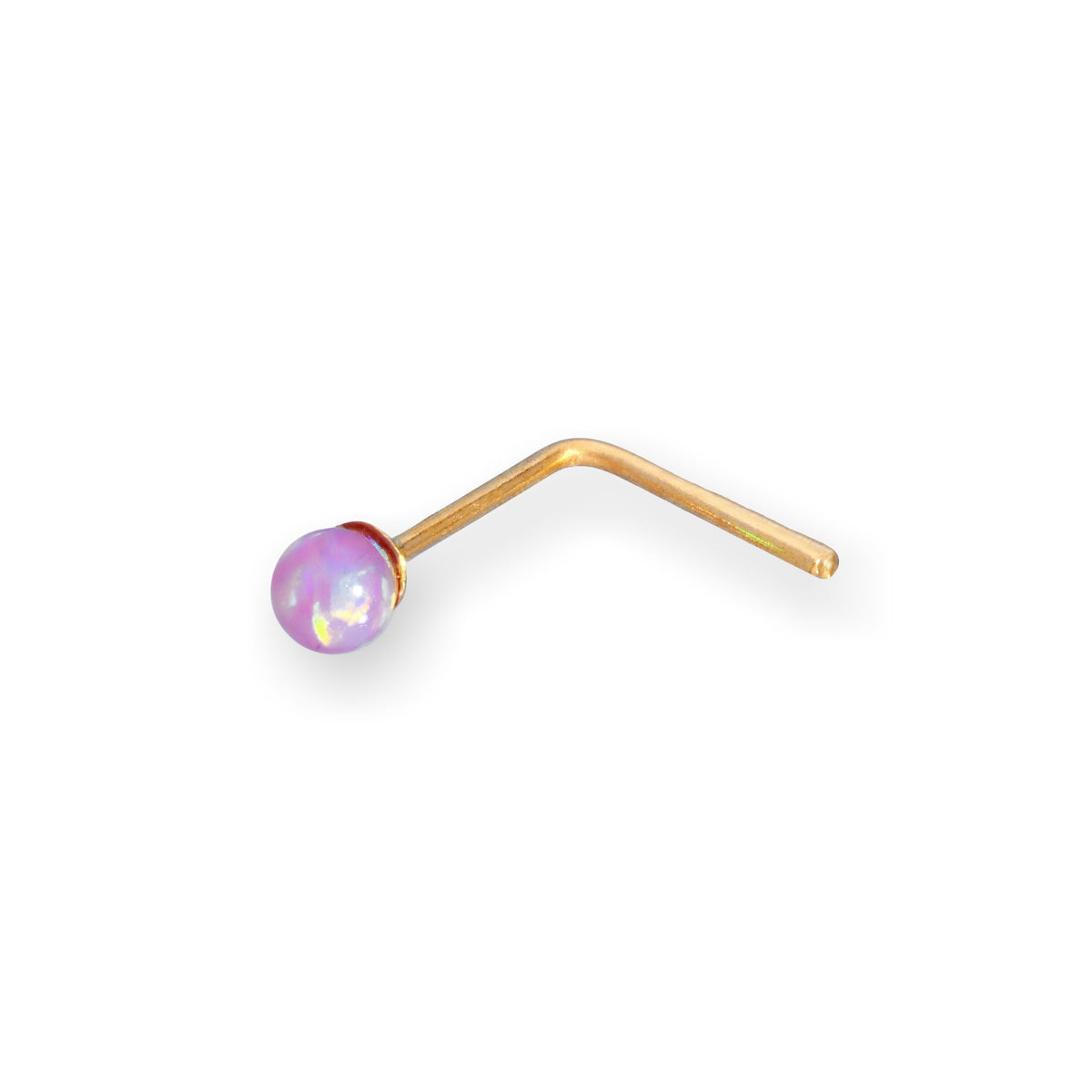 Piercings de nez en or 9 carats avec opale colorée de 2 mm