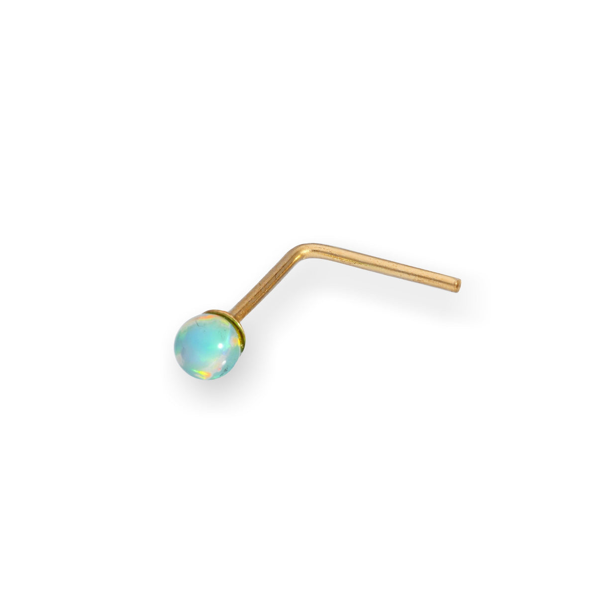 Piercings de nez en or 9 carats avec opale colorée de 2 mm