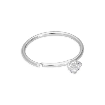 Anneau de nez et de tragus en argent sterling serti de 4 griffes, calibre 20